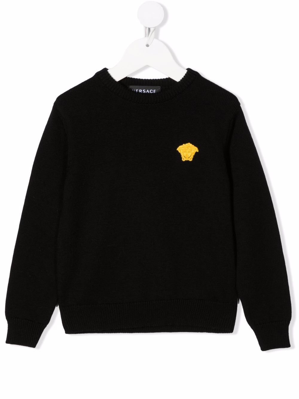 Versace Kids 范思哲 Medusa 贴花毛衣 - 黑色