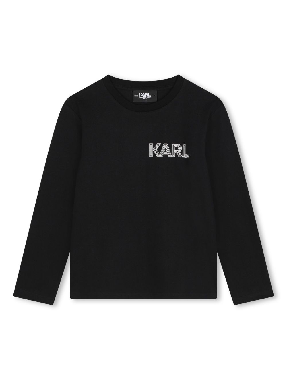 Karl Lagerfeld Kids Ikon 长袖棉T恤 - 黑色