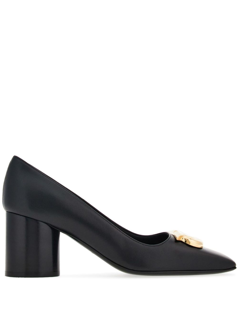 Ferragamo Gancini 皮质中跟鞋 - 黑色