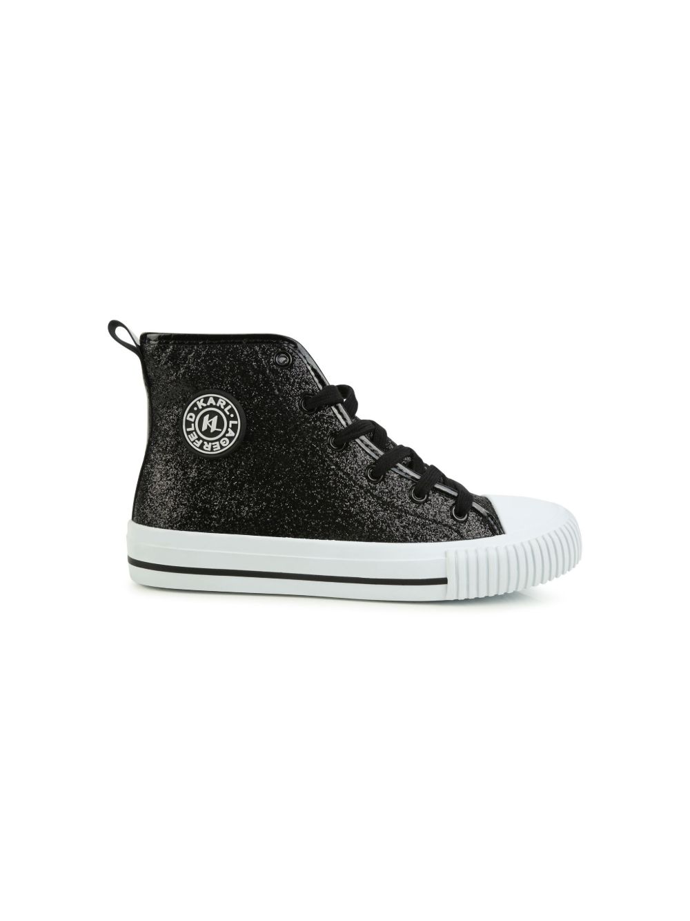 Karl Lagerfeld Kids 亮片金葱细节高帮运动鞋 - 黑色