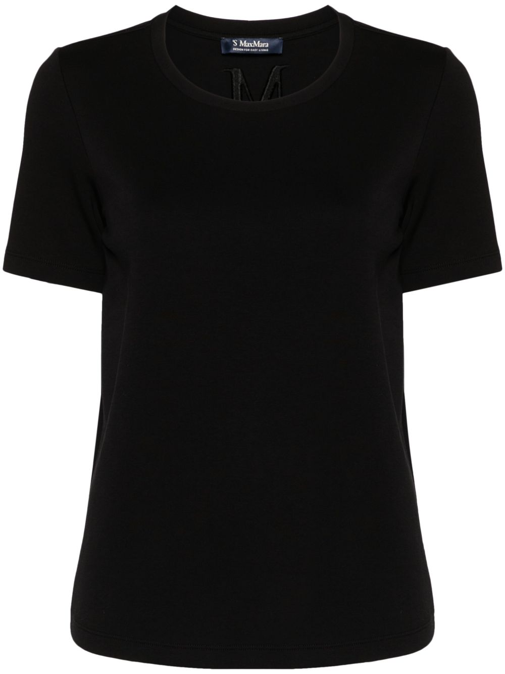 'S Max Mara logo刺绣潜水面料T恤 - 黑色
