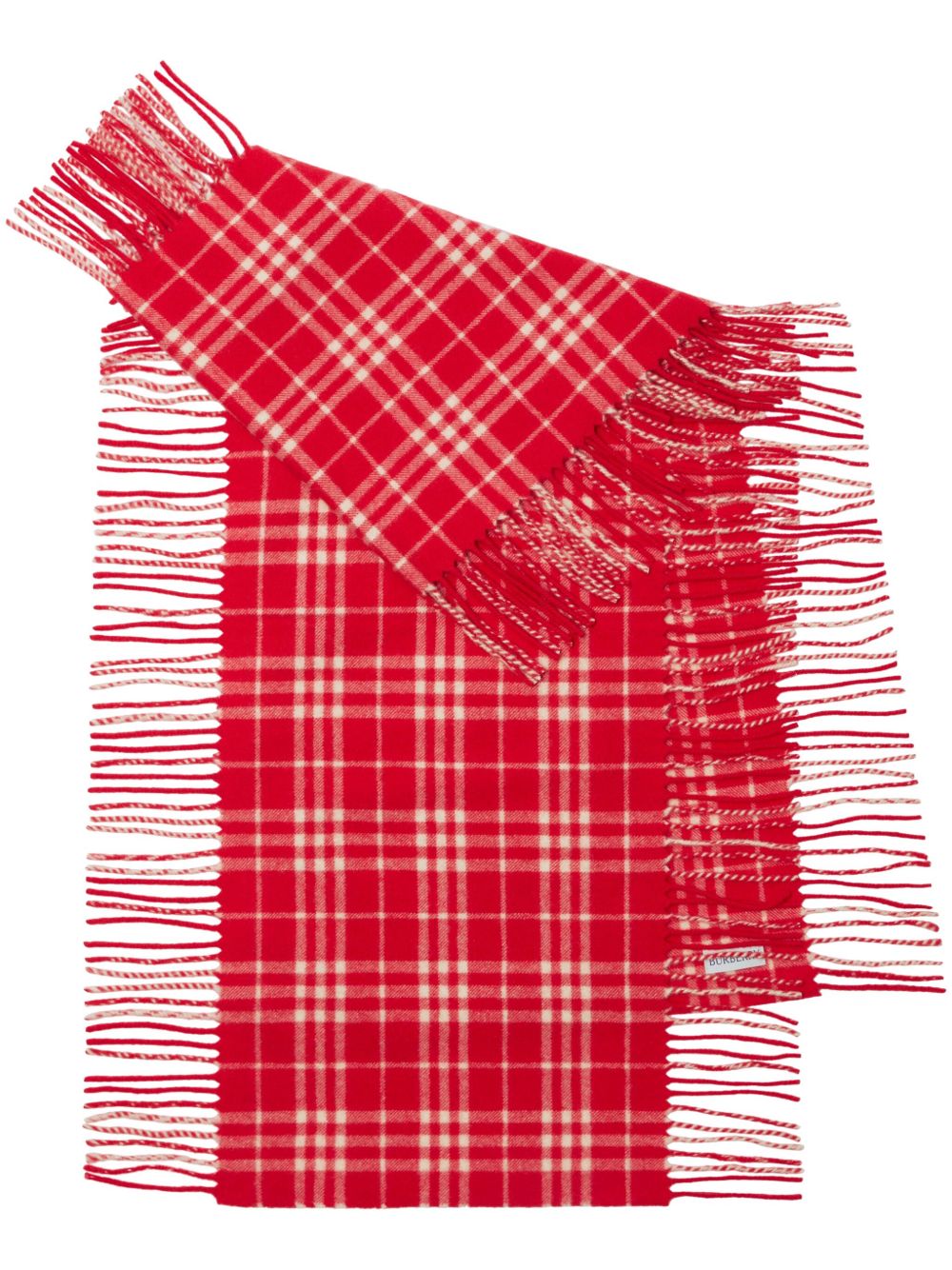 Burberry 格纹羊绒围巾 - 红色
