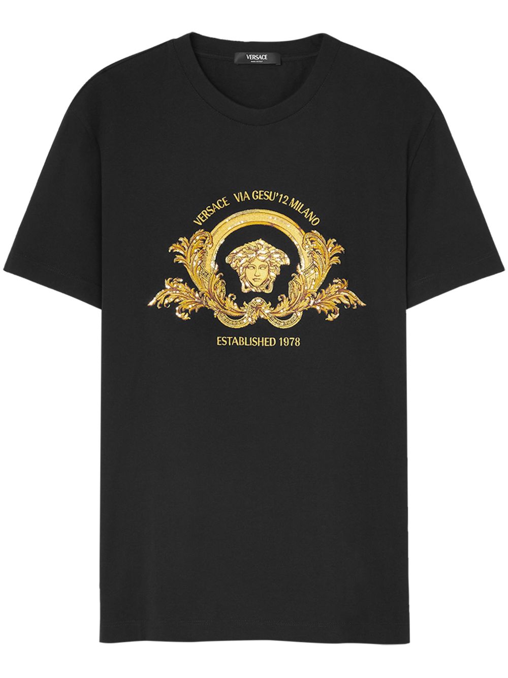 Versace Coupe Blason 刺绣T恤 - 黑色