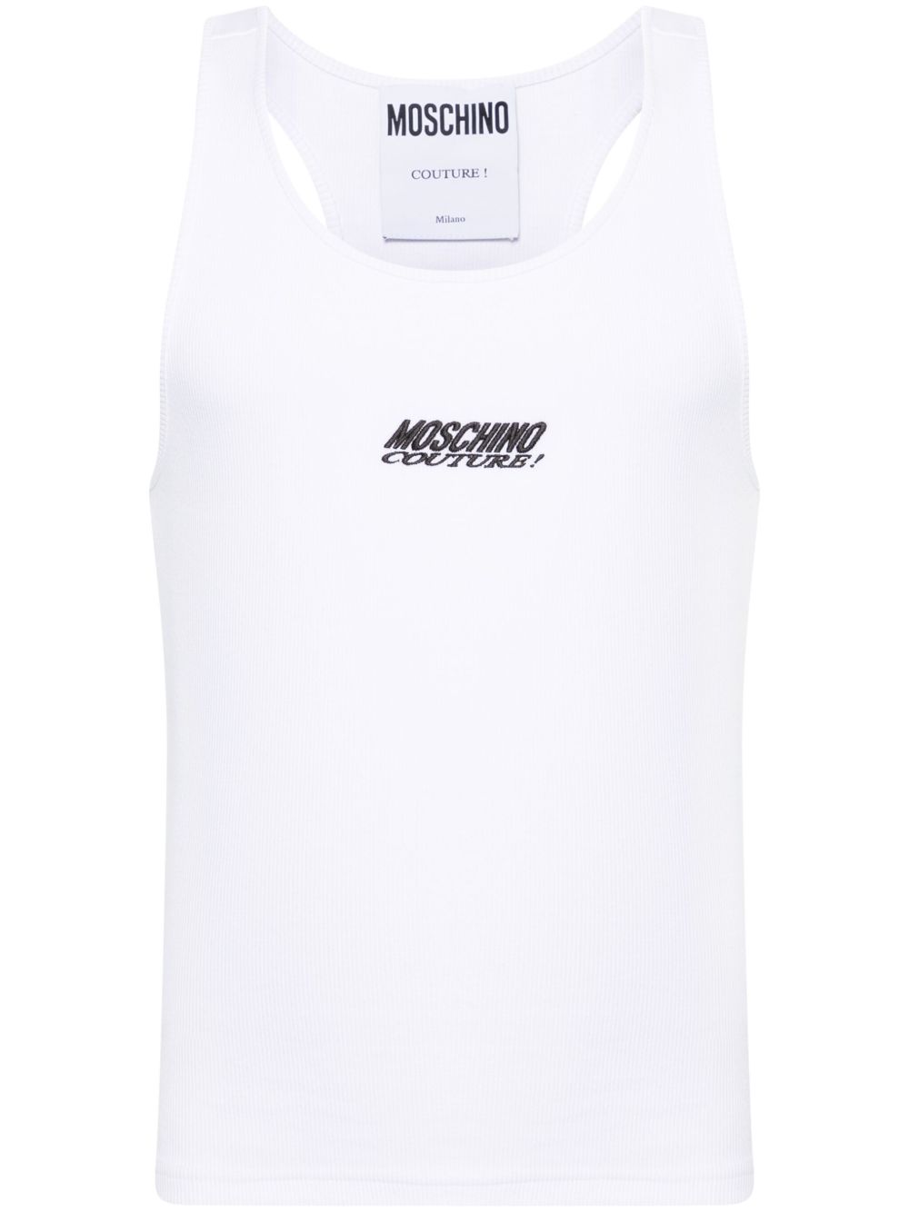 Moschino logo刺绣坦克背心 - 白色