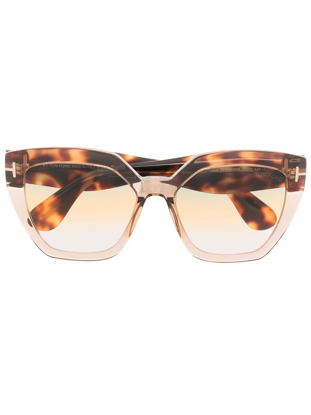 TOM FORD Eyewear Phoebe 超大款玳瑁纹镜腿太阳眼镜 - 褐色