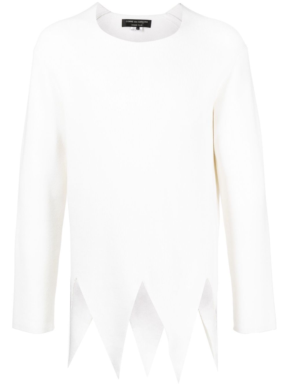 Comme des Garçons Homme Plus 罗纹针织不对称毛衣 - 白色