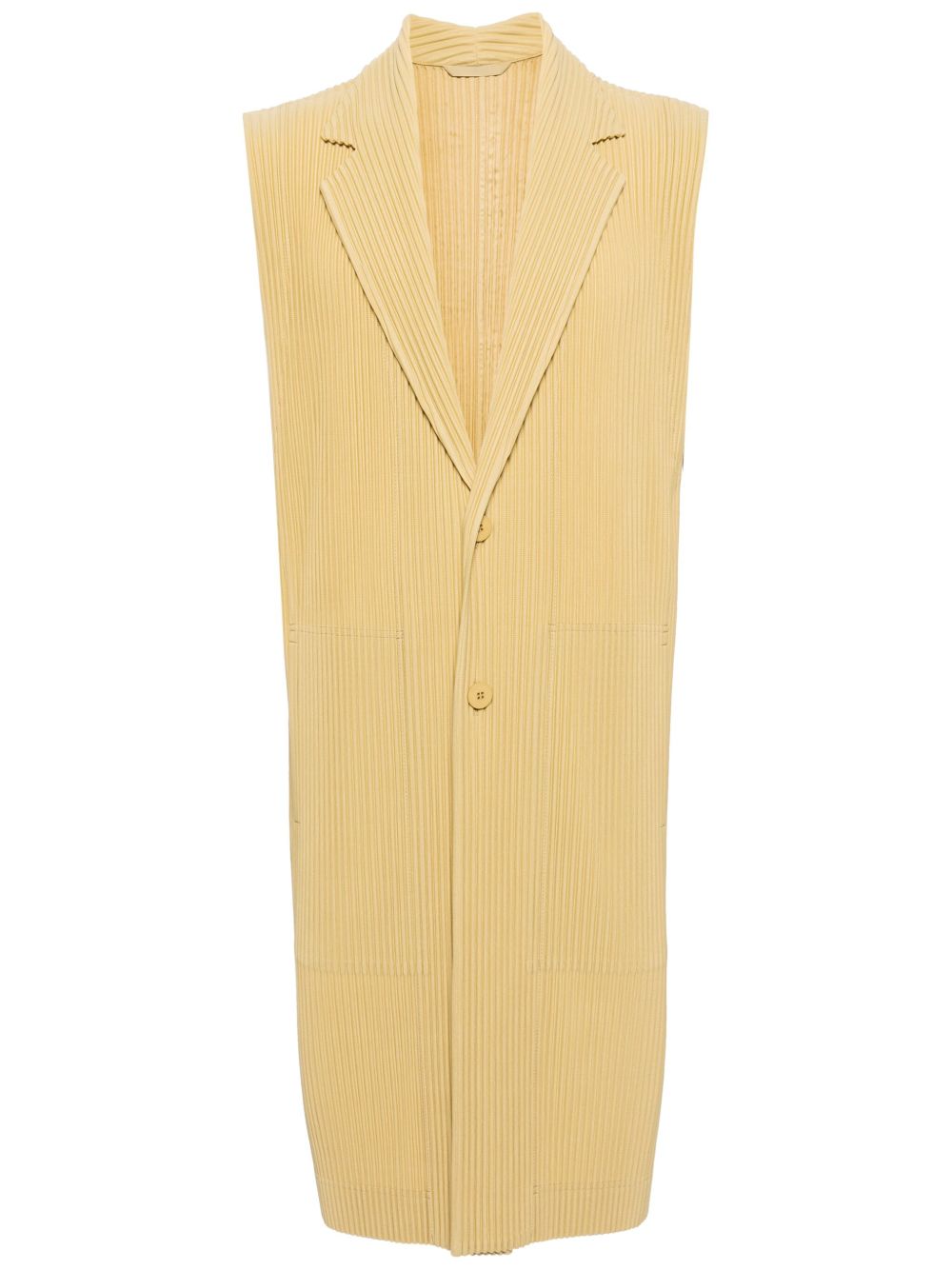 Homme Plissé Issey Miyake 褶饰长款马甲 - 黄色
