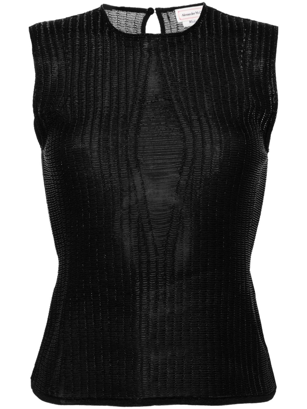Alexander McQueen 金属感缝线针织坦克背心 - 黑色