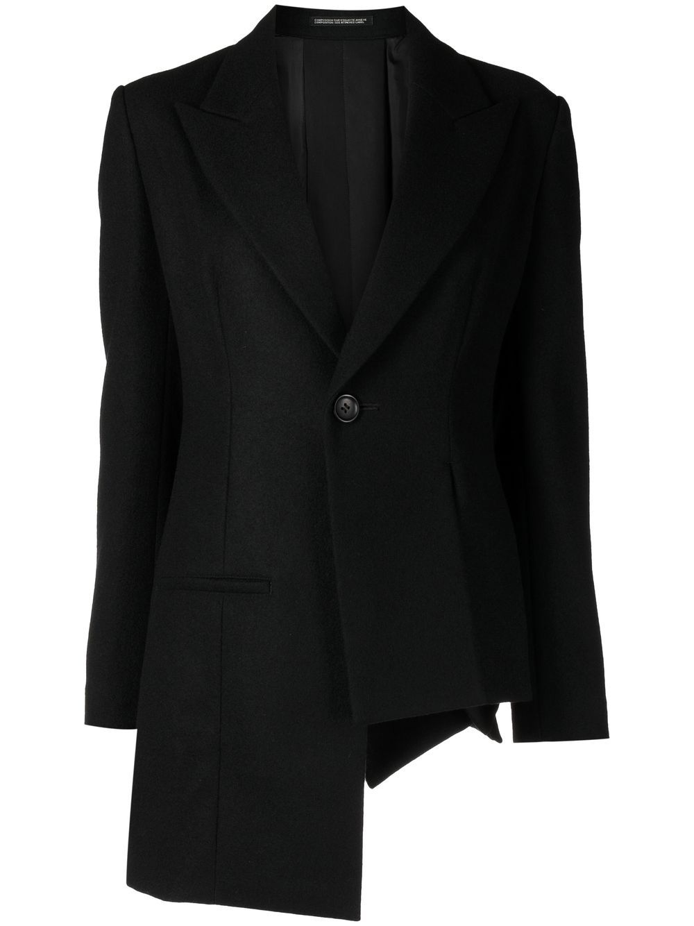 Yohji Yamamoto 不对称下摆西装夹克 - 黑色