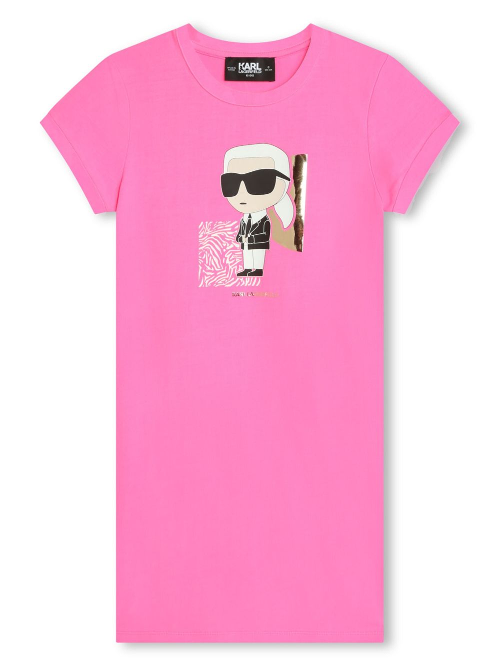 Karl Lagerfeld Kids K-Ikonik 平纹针织迷你连衣裙 - 粉色