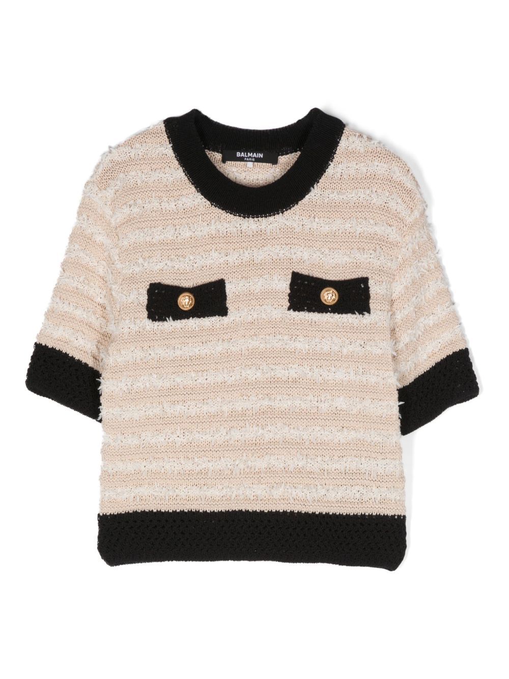 Balmain Kids 饰扣细节针织上衣 - 中性色