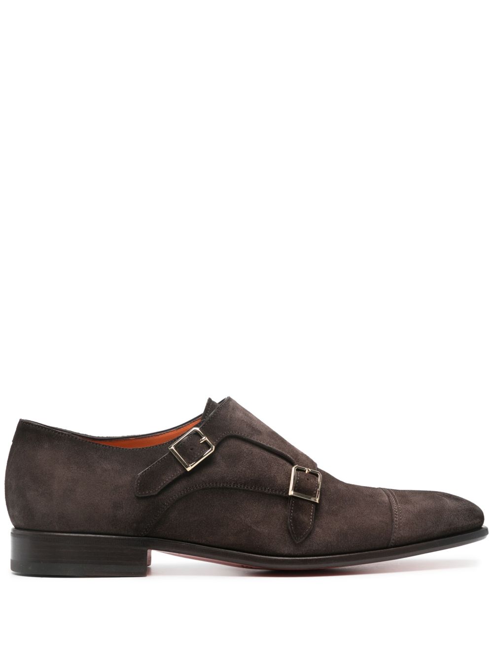 Santoni 搭扣绒面皮孟克鞋 - 褐色