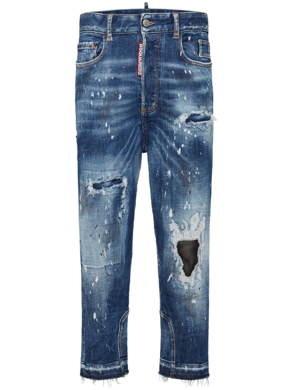 DSQUARED2 撕裂效果细节牛仔裤 - 蓝色