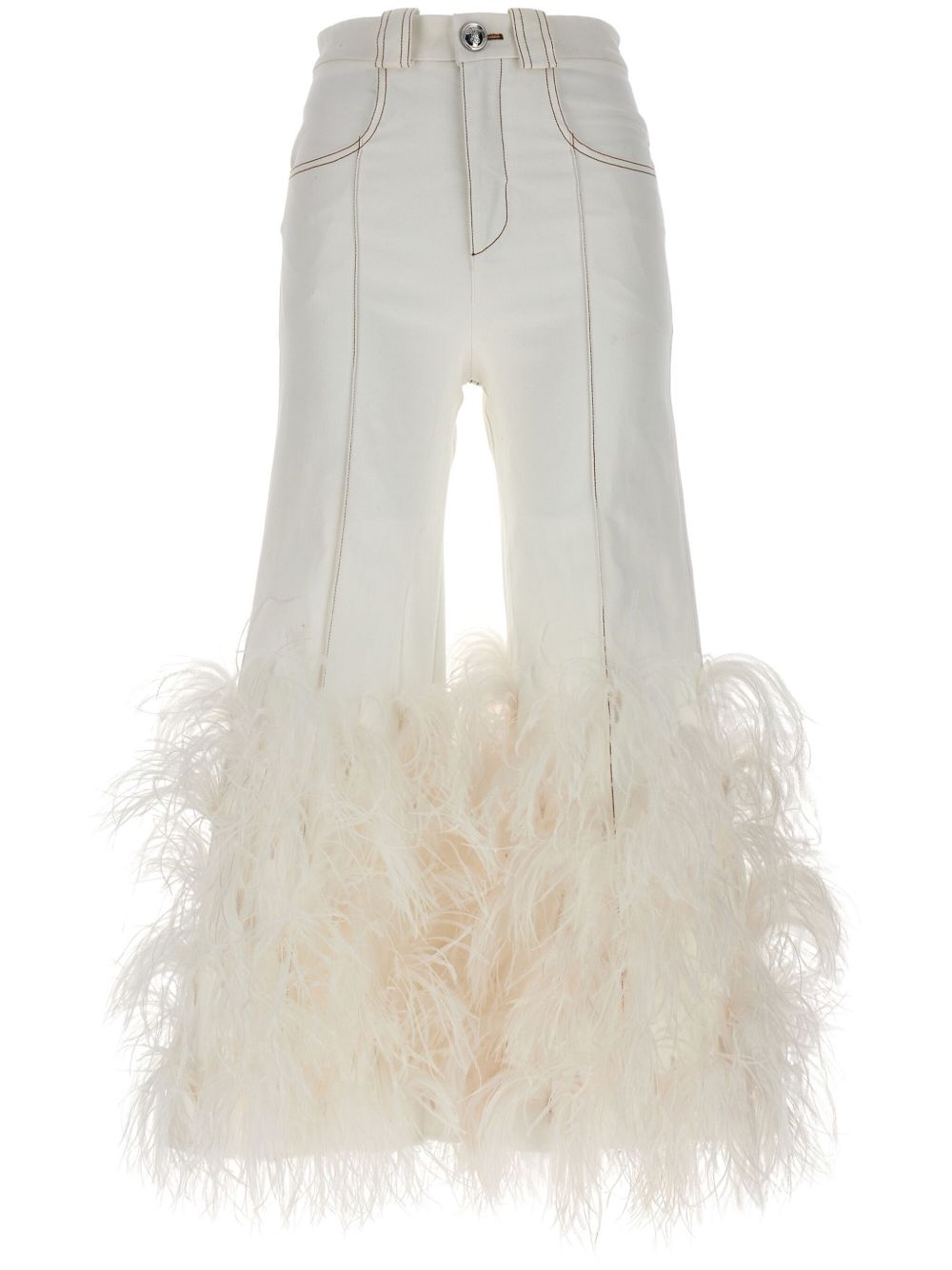 Giambattista Valli Feather 牛仔裤 - 白色