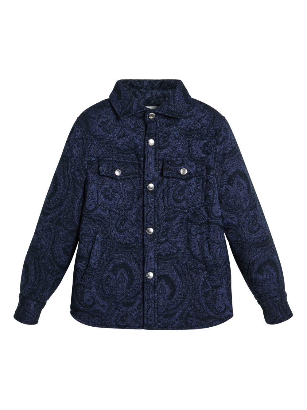 Brunello Cucinelli Kids 佩斯理提花衬衫式夹克 - 蓝色