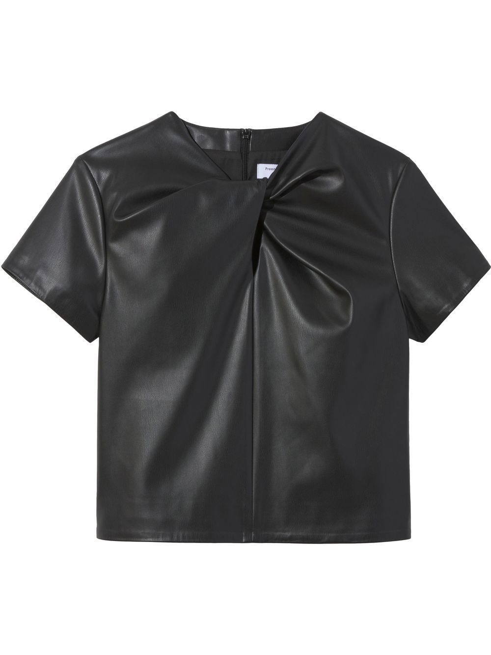Proenza Schouler White Label 旋褶细节短袖上衣 - 黑色