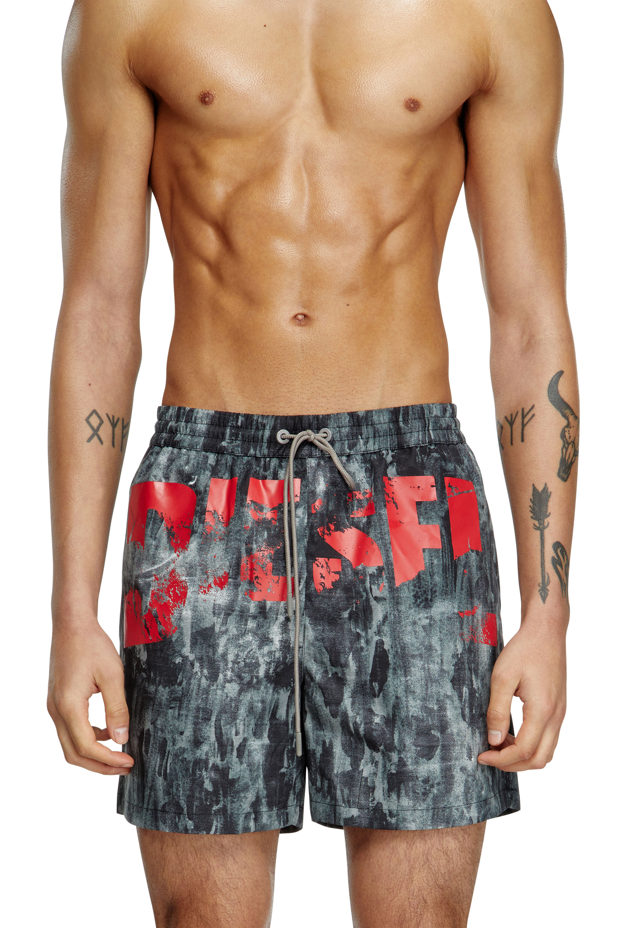 Diesel - Mid-length swim shorts with graphic print - Swim shorts - Man - Black