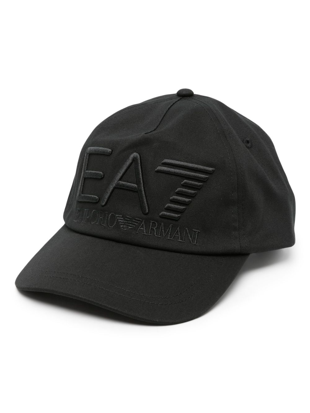 Ea7 Emporio Armani logo刺绣棉棒球帽 - 黑色