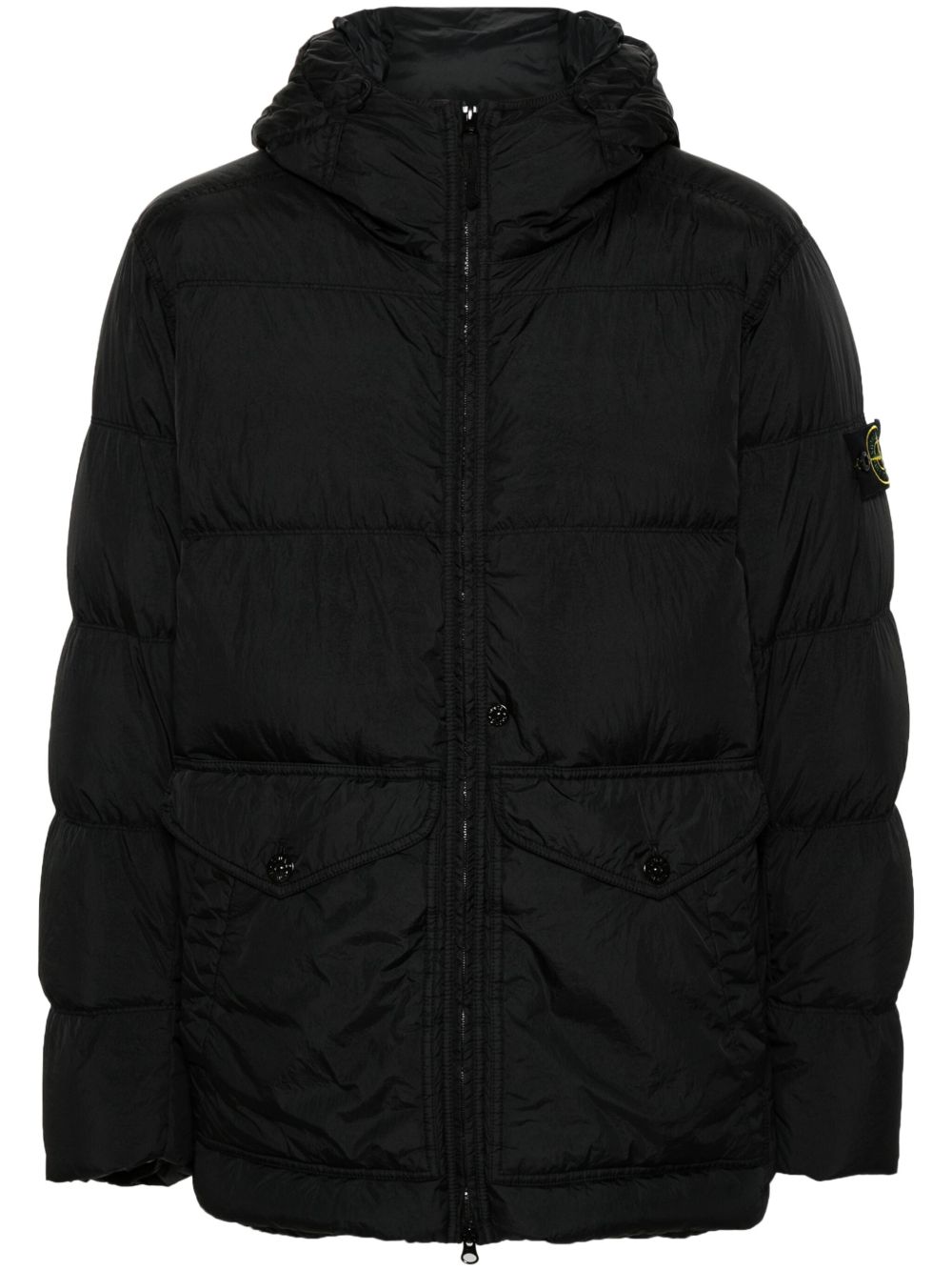 Stone Island 罗盘徽章蓬松夹克 - 黑色