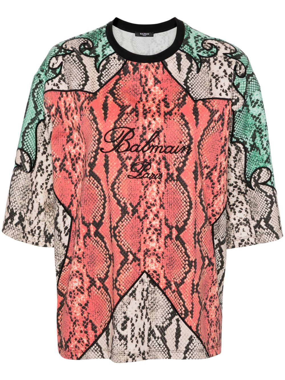 Balmain Python 印花棉T恤 - 红色