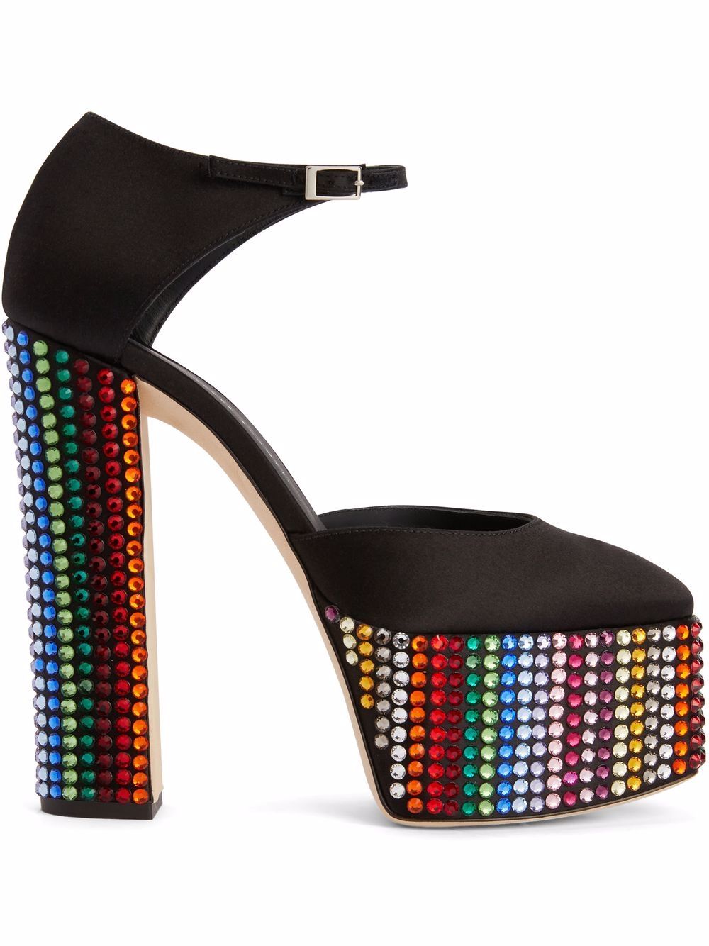 Giuseppe Zanotti Bebe Strass 铆钉水台式高跟鞋 - 黑色