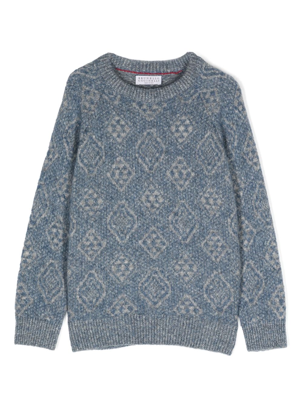 Brunello Cucinelli Kids 图案毛衣 - 蓝色