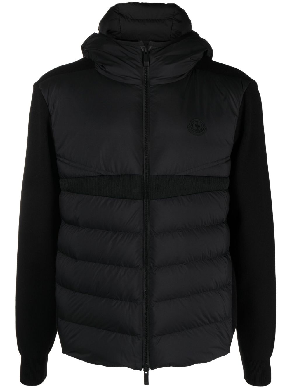 Moncler 正面填充logo标牌棉夹克 - 黑色