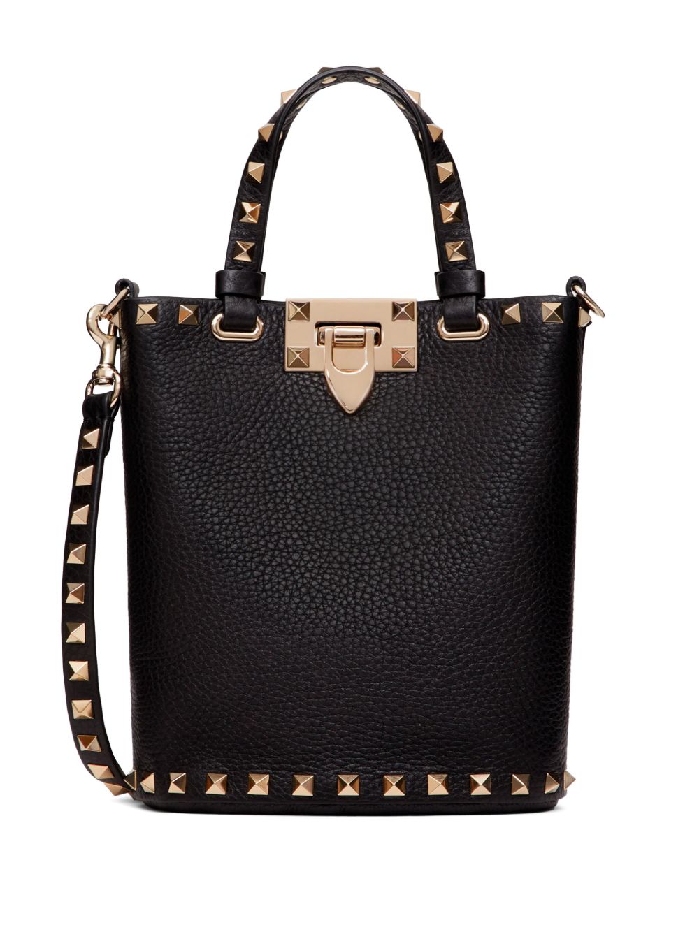 Valentino Garavani Rockstud 皮质斜挎包 - 黑色