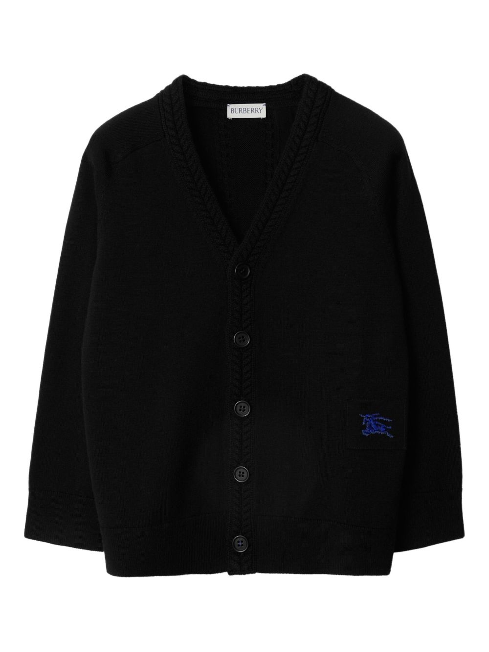 Burberry Kids EKD 贴花羊毛开衫 - 黑色