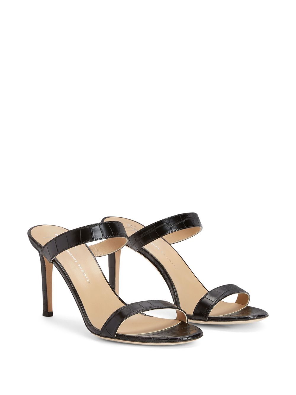 Giuseppe Zanotti Calista 仿鳄鱼纹高跟凉鞋 - 黑色