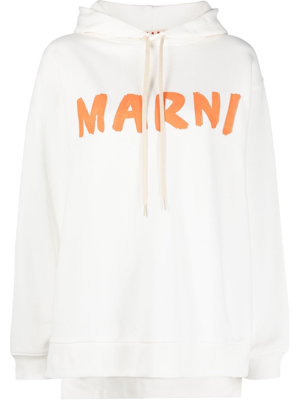 Marni logo印花棉连帽衫 - 白色