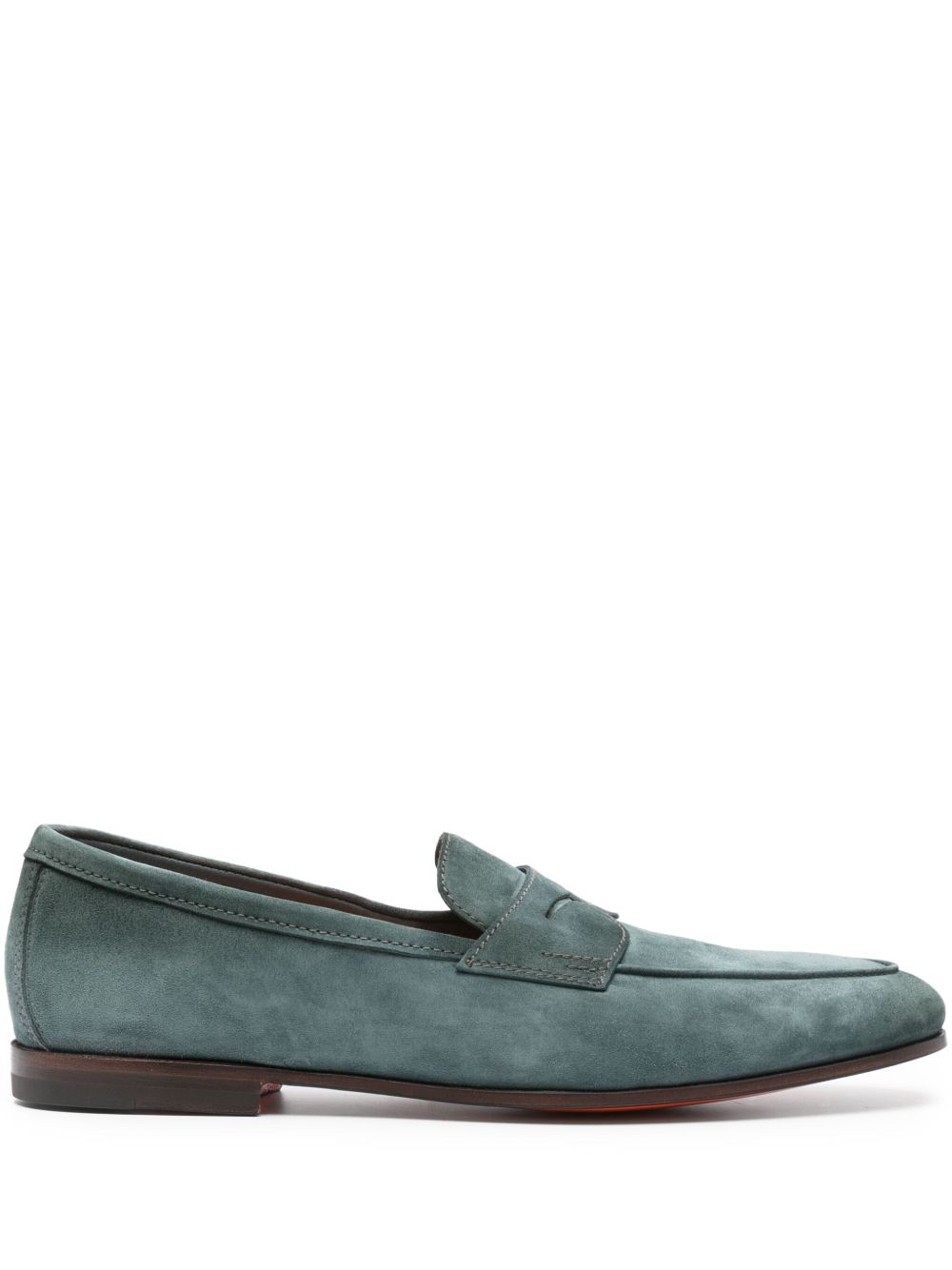 Santoni 便士槽绒面皮乐福鞋 - 蓝色