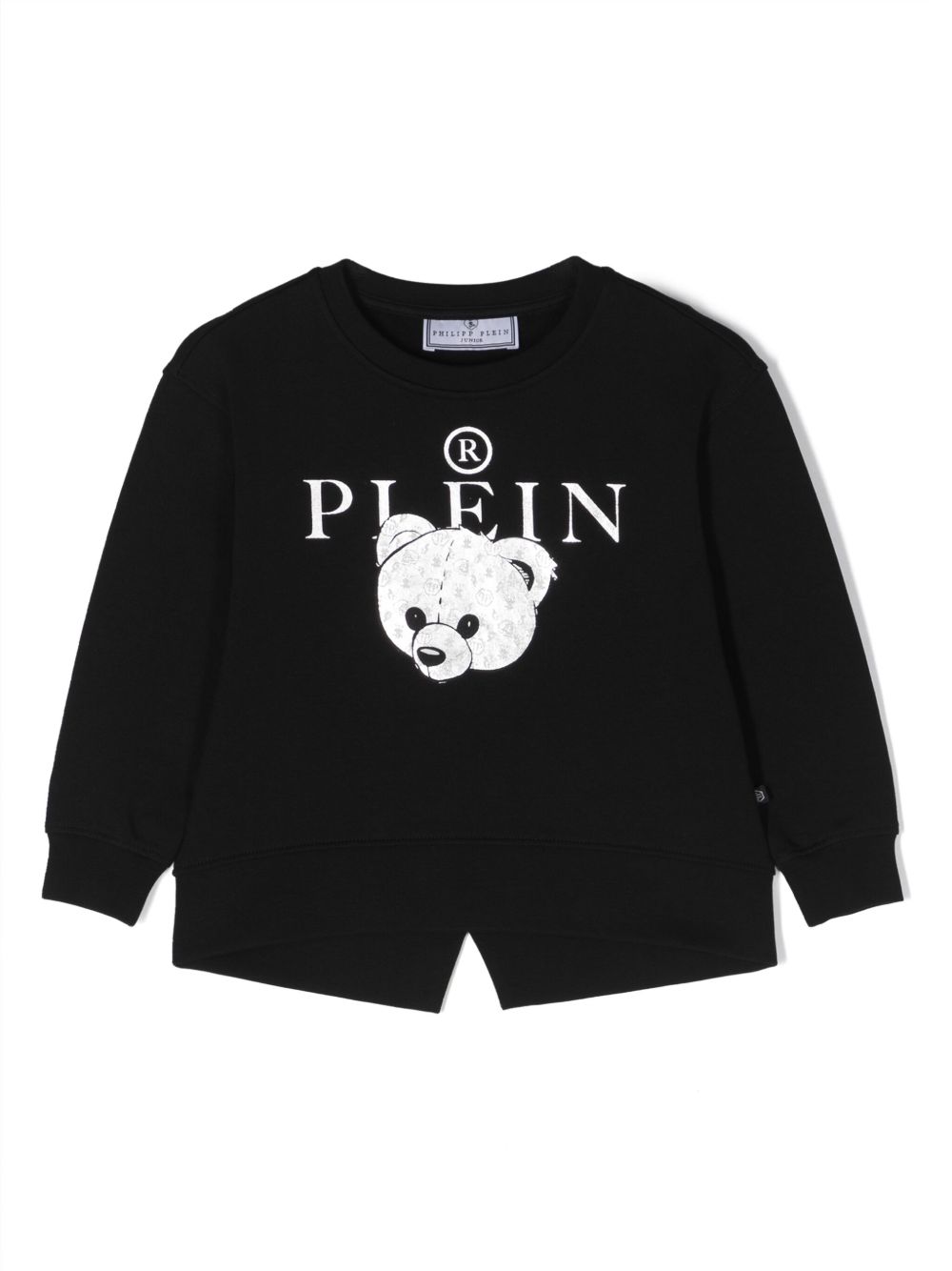 Philipp Plein Junior logo印花棉卫衣 - 黑色