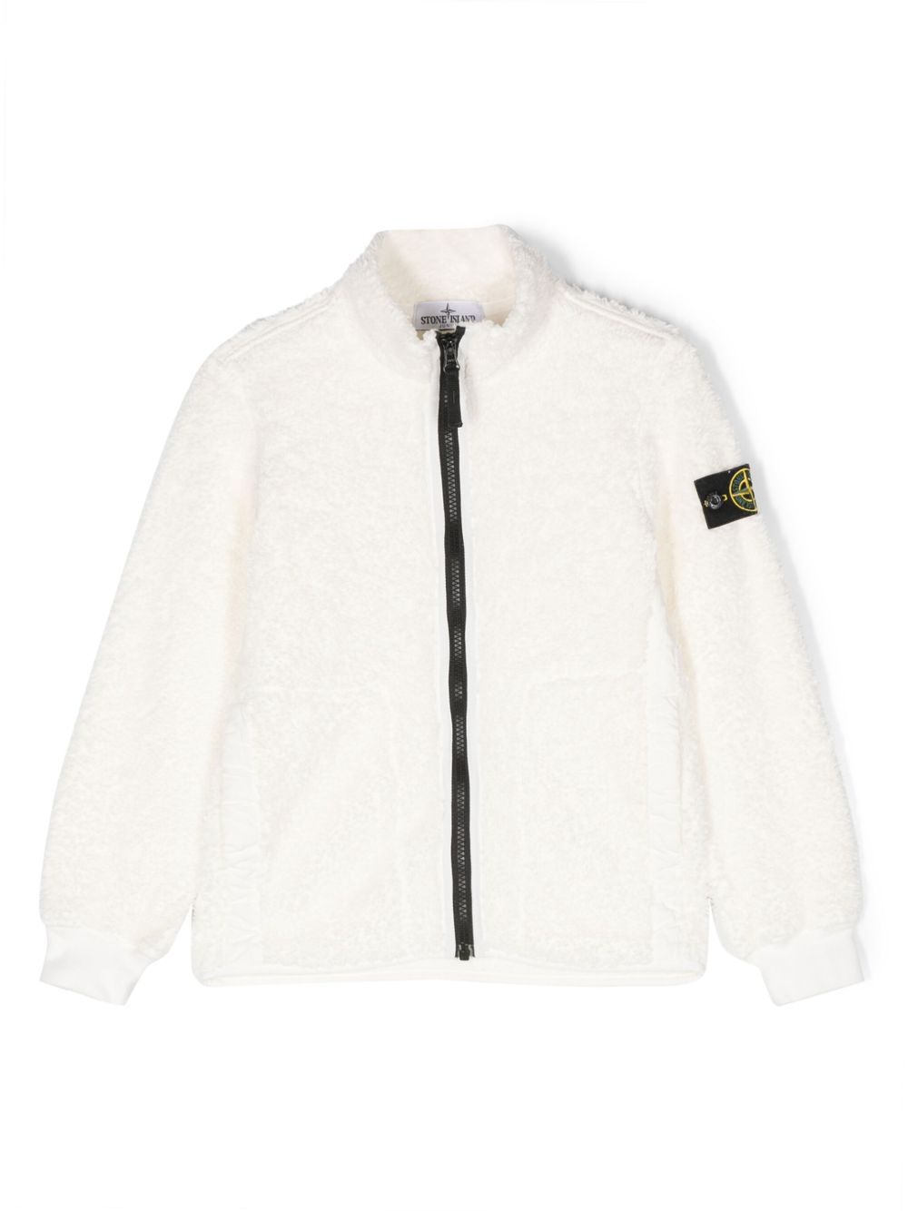 Stone Island Junior 罗盘贴花拉链夹克 - 白色