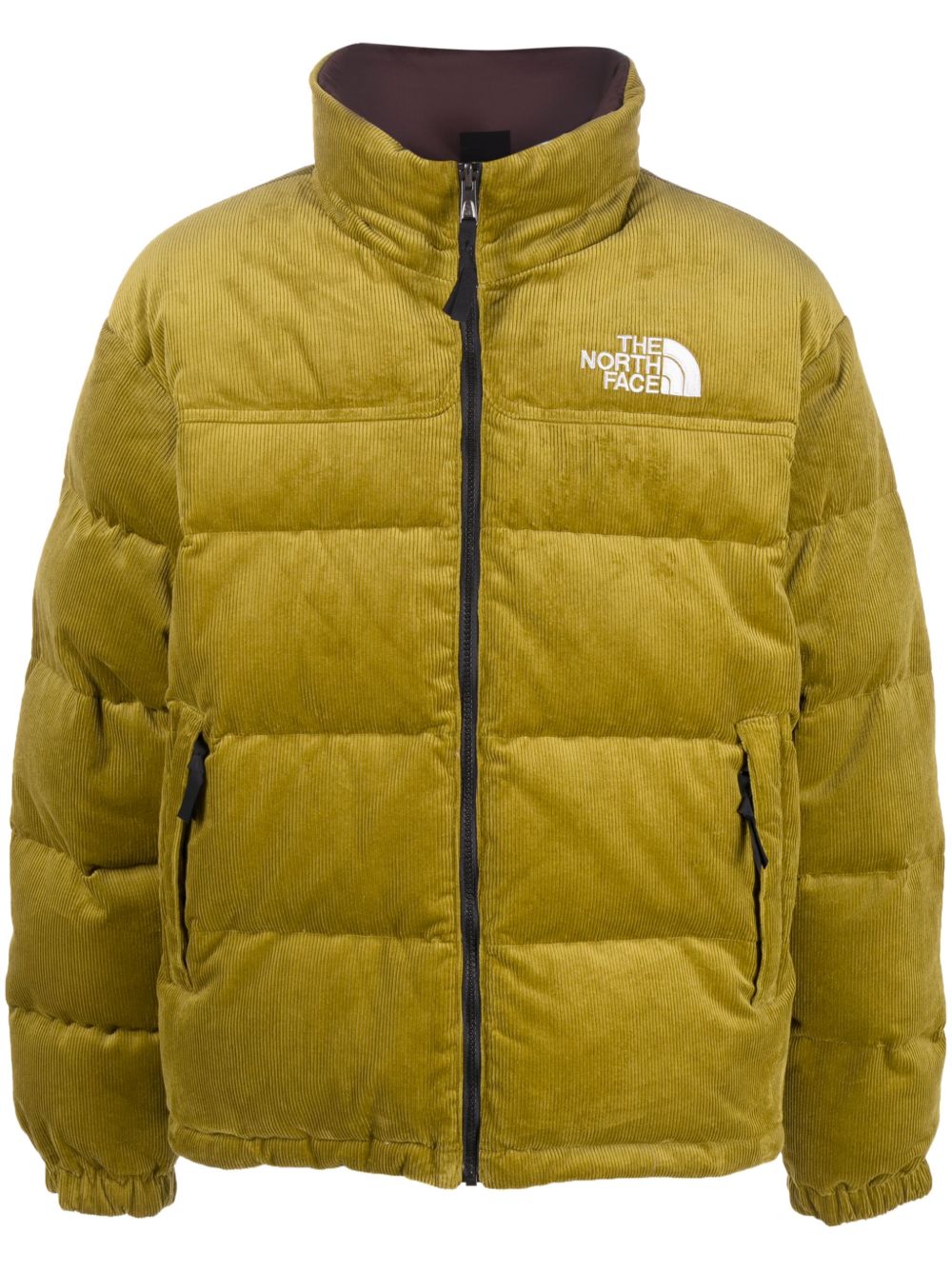 The North Face logo刺绣灯芯绒衬垫夹克 - 绿色