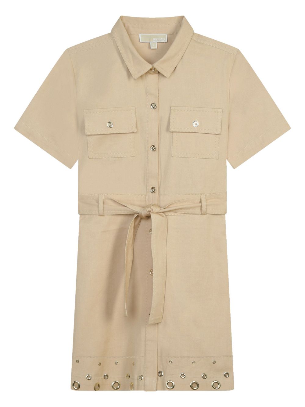 Michael Kors Kids 孔眼细节束腰连衣裙 - 中性色