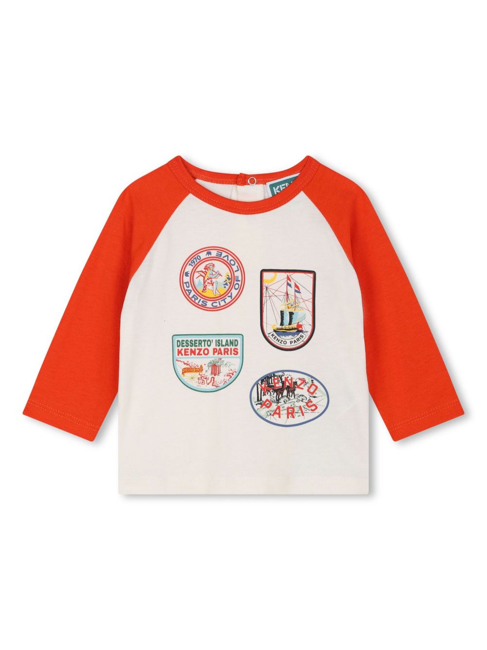 Kenzo Kids logo印花棉T恤 - 白色
