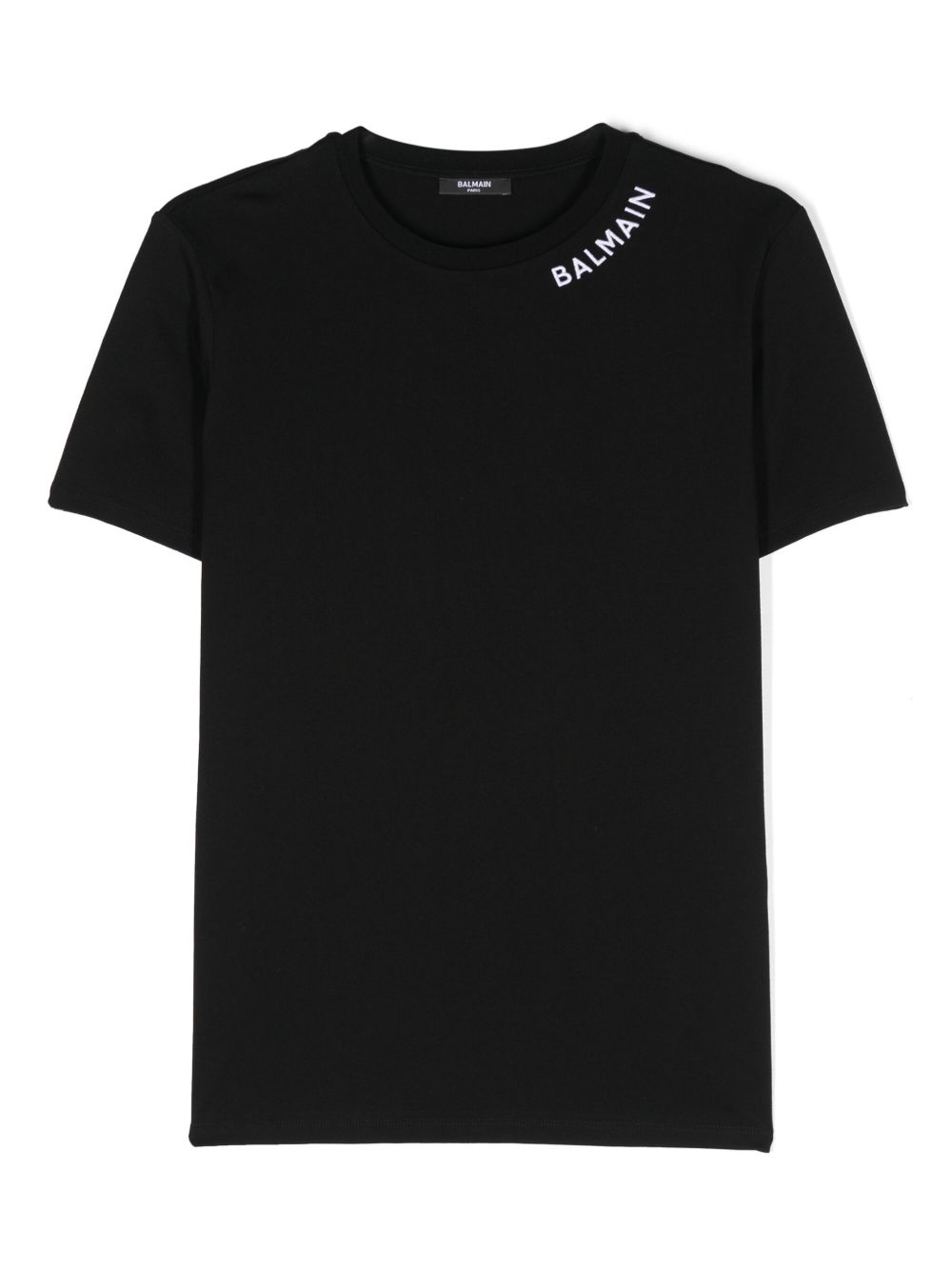 Balmain Kids logo刺绣T恤 - 黑色