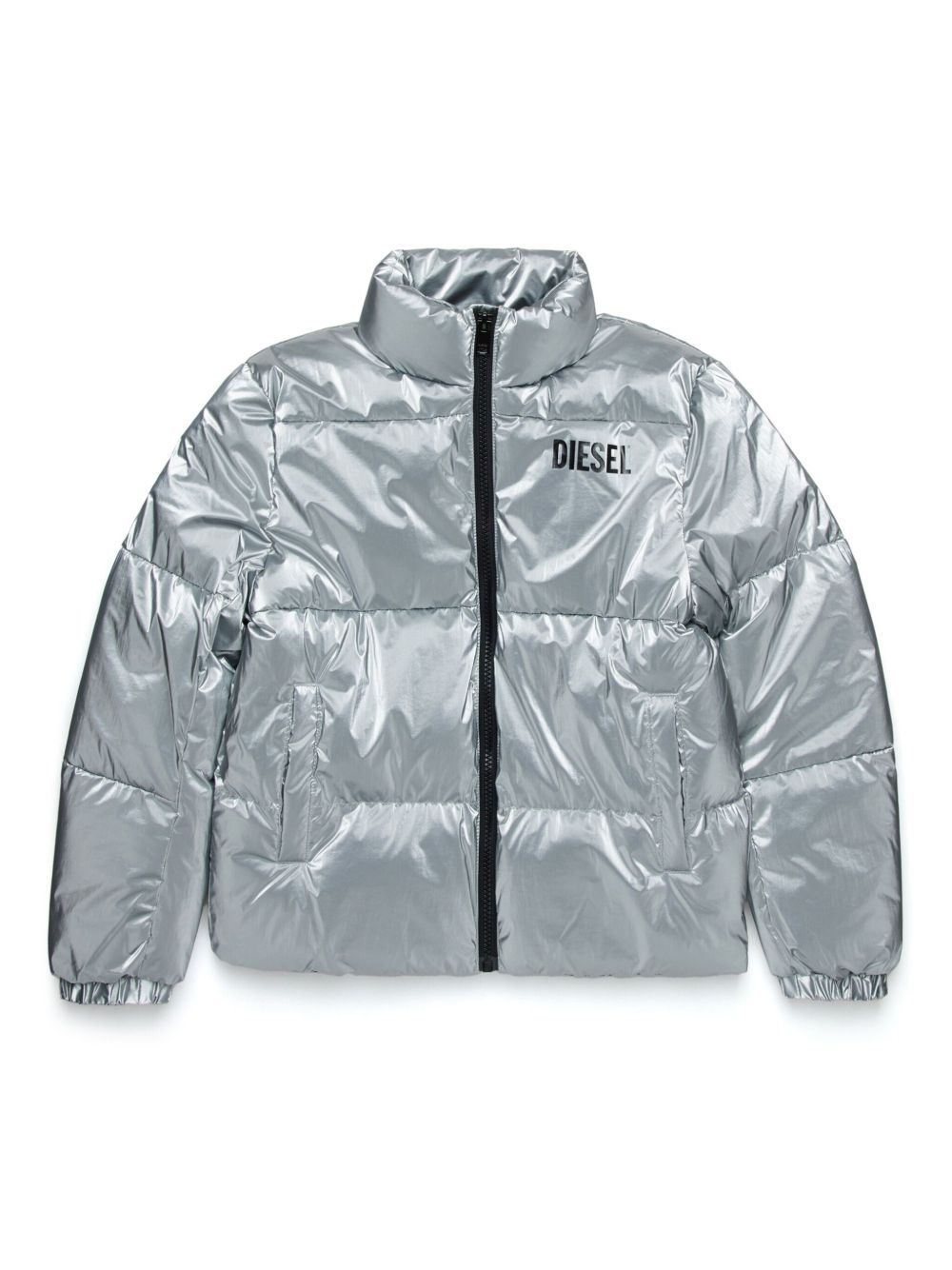 Diesel Kids logo印花填充夹克 - 银色