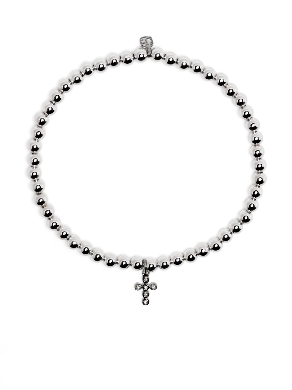 Sydney Evan 14K白金 Cross Charm 串珠手链 - 银色