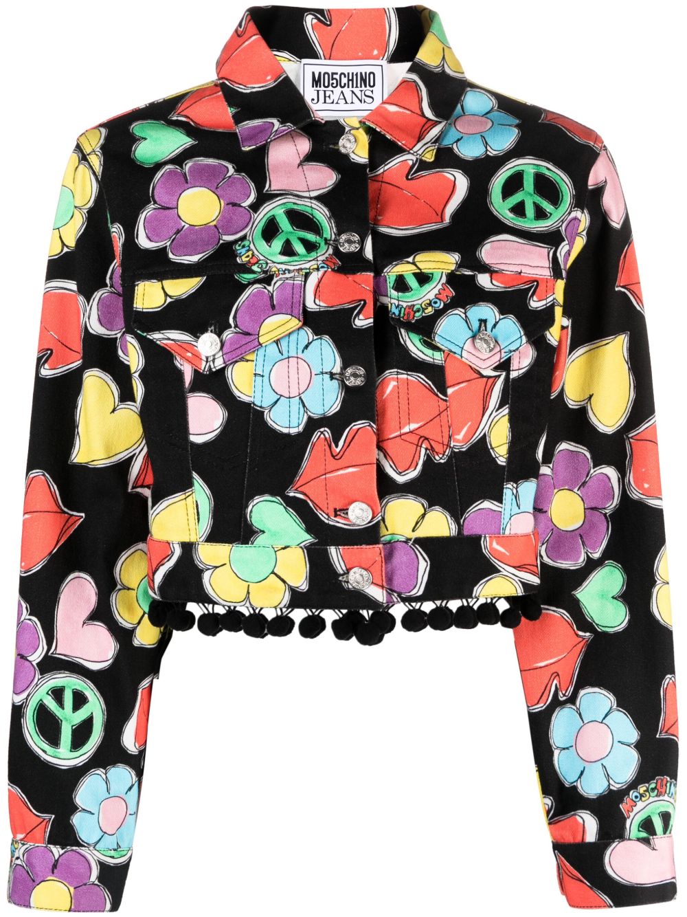 MOSCHINO JEANS 图案印花短款夹克 - 黑色