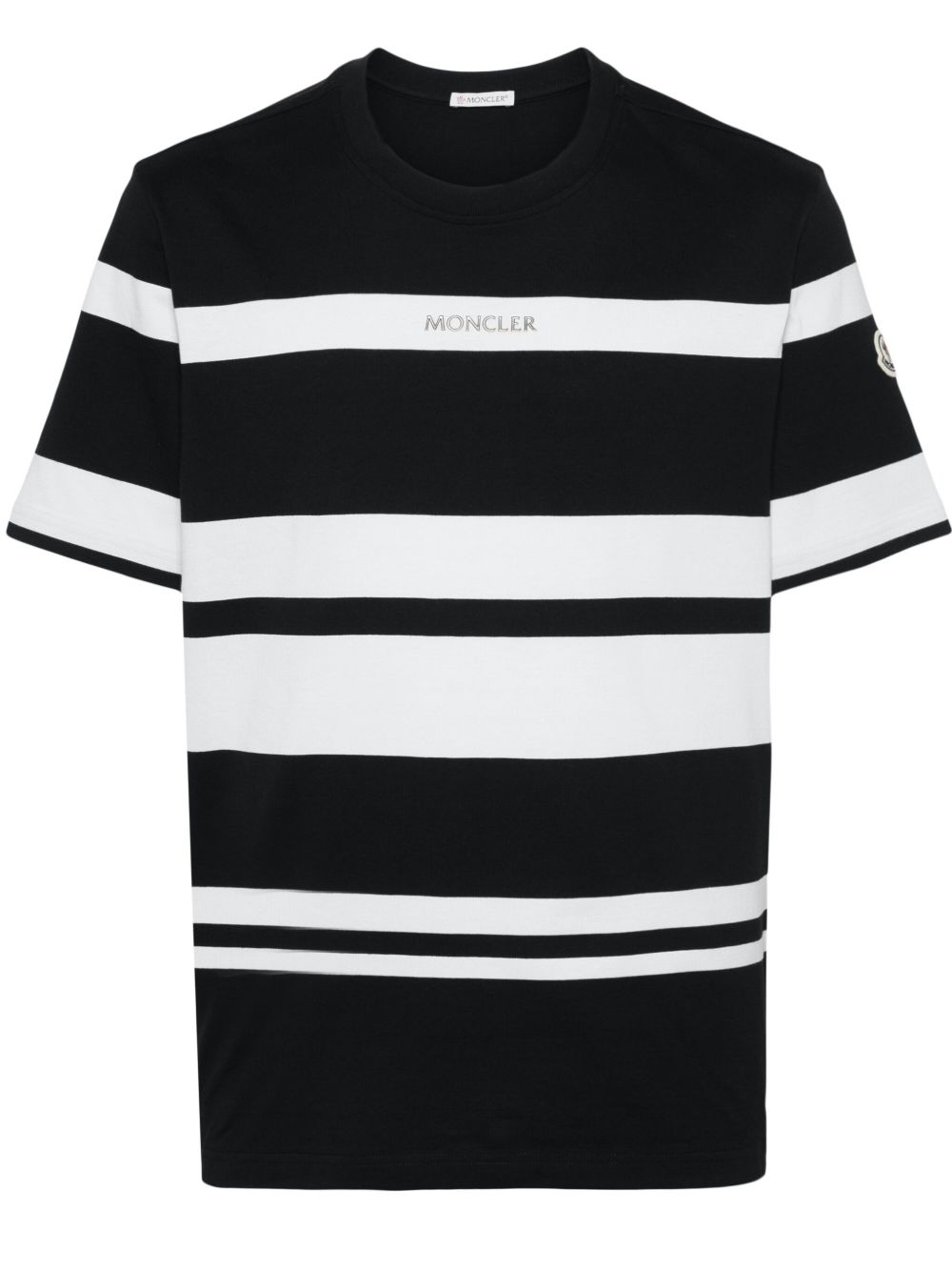 Moncler 条纹棉T恤 - 黑色