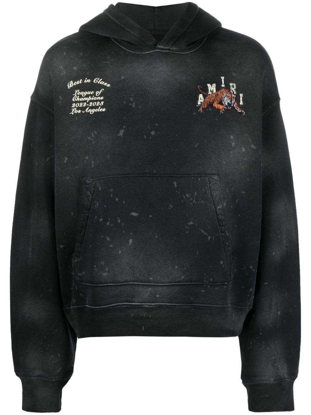 AMIRI Vintage Tiger 罗纹边饰连帽衫 - 黑色