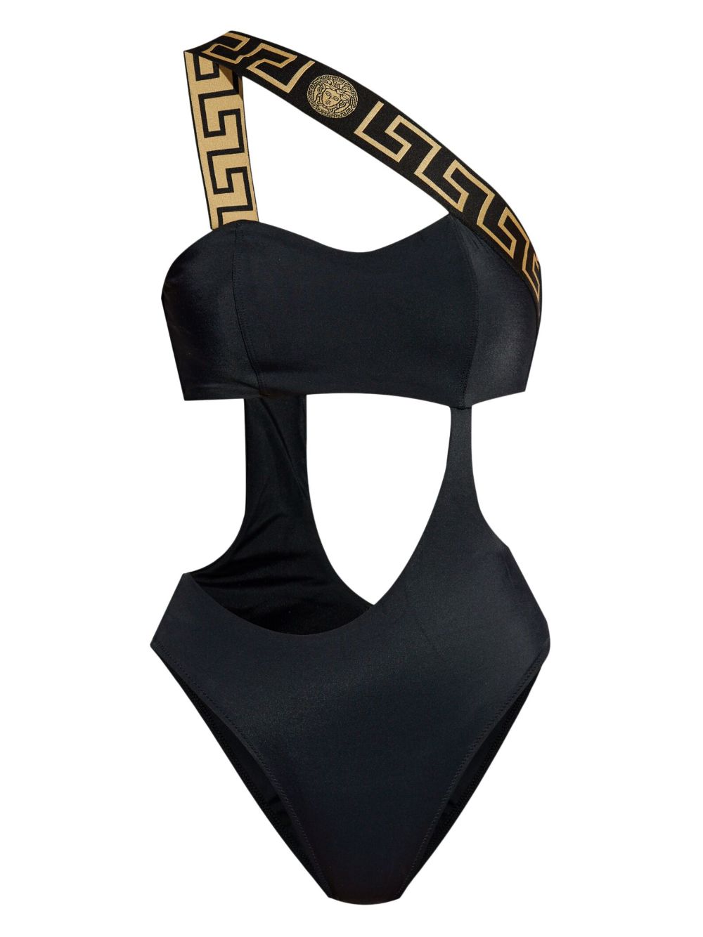 Versace 镂空细节连体泳衣 - 黑色