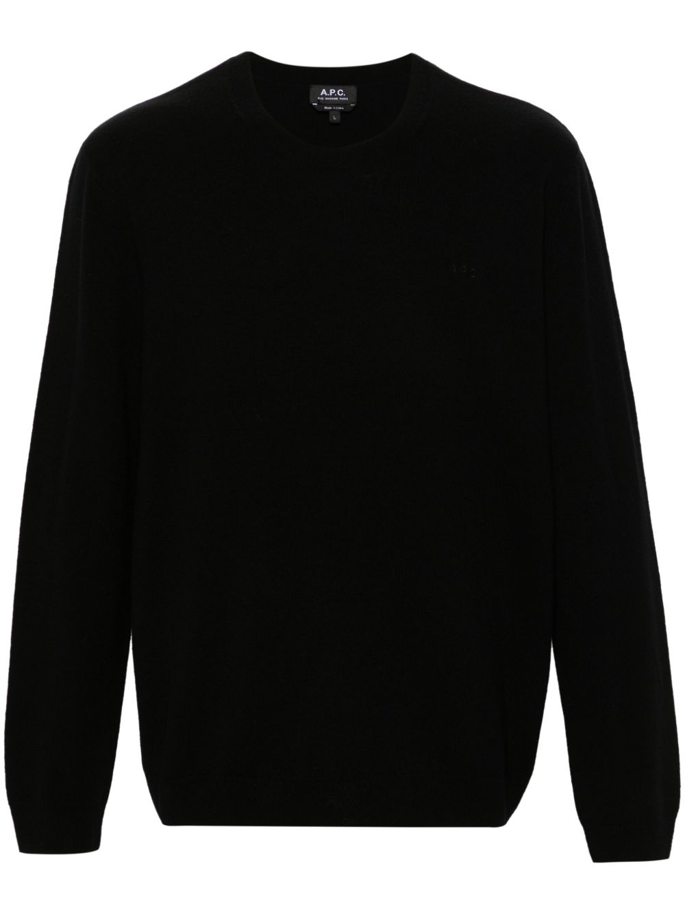 A.P.C. logo刺绣初剪羊毛毛衣 - 黑色