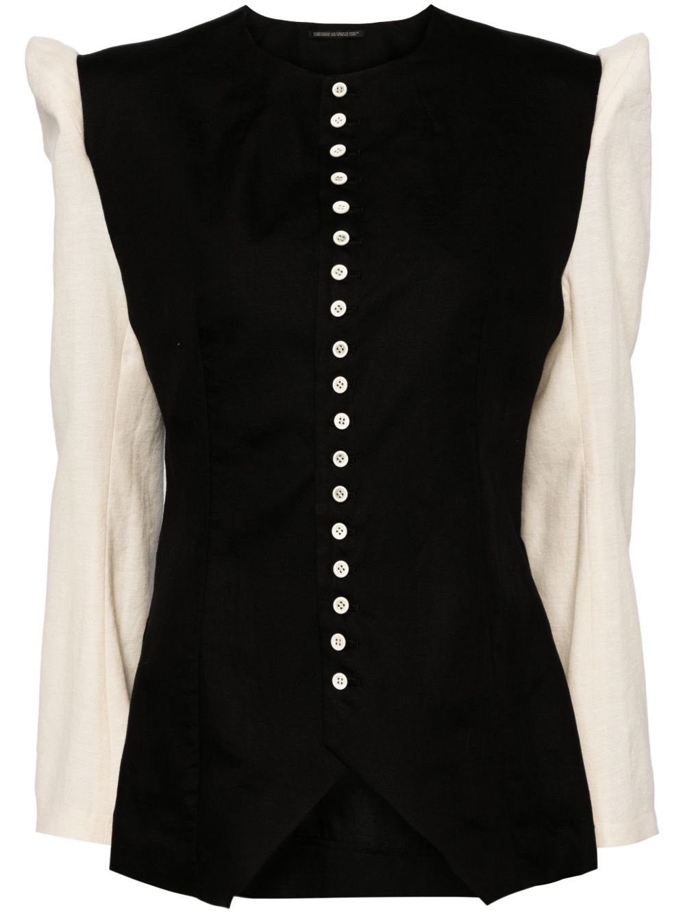 Yohji Yamamoto collarless panelled blazer - 黑色