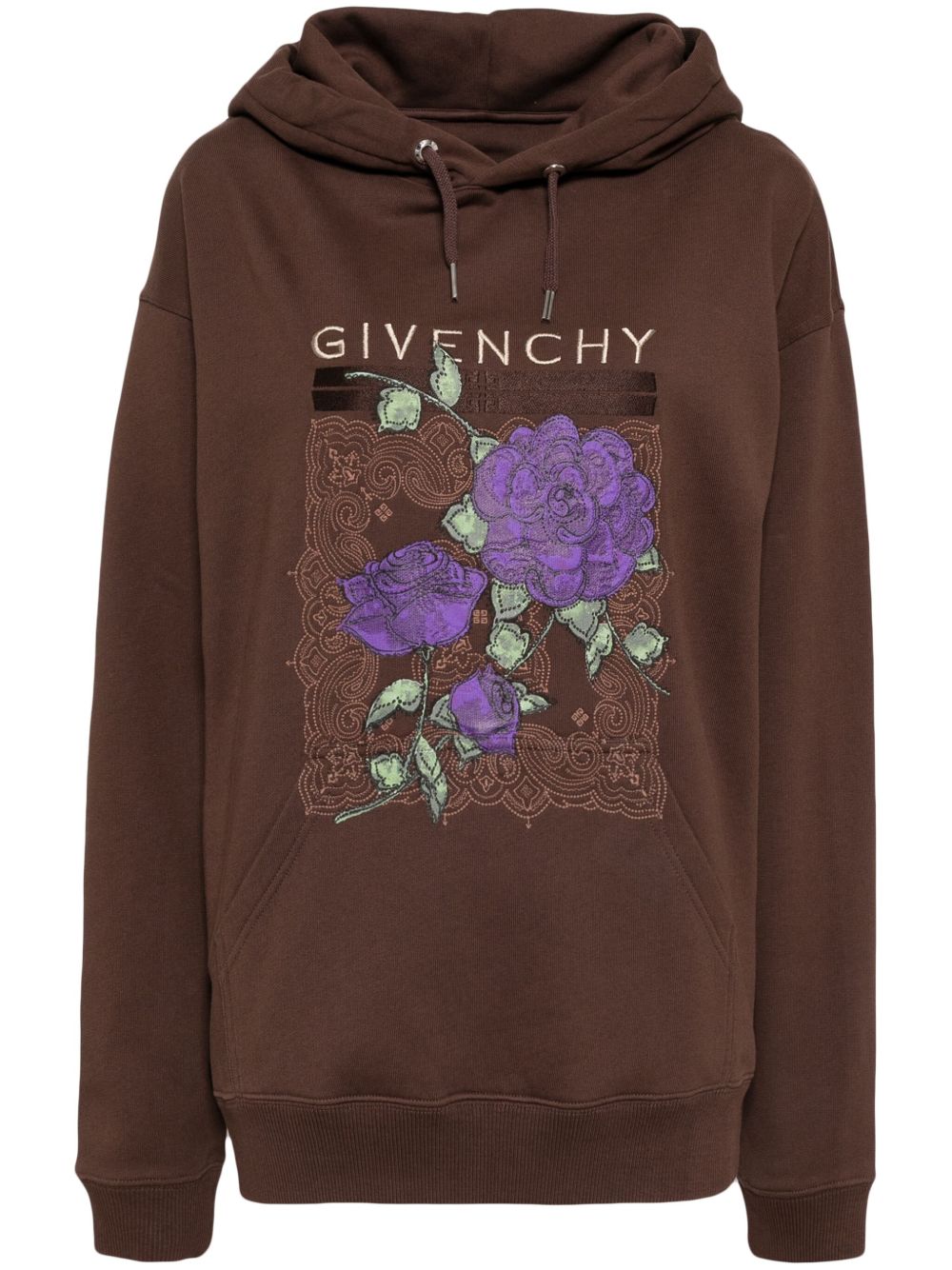 Givenchy 刺绣连帽衫 - 褐色