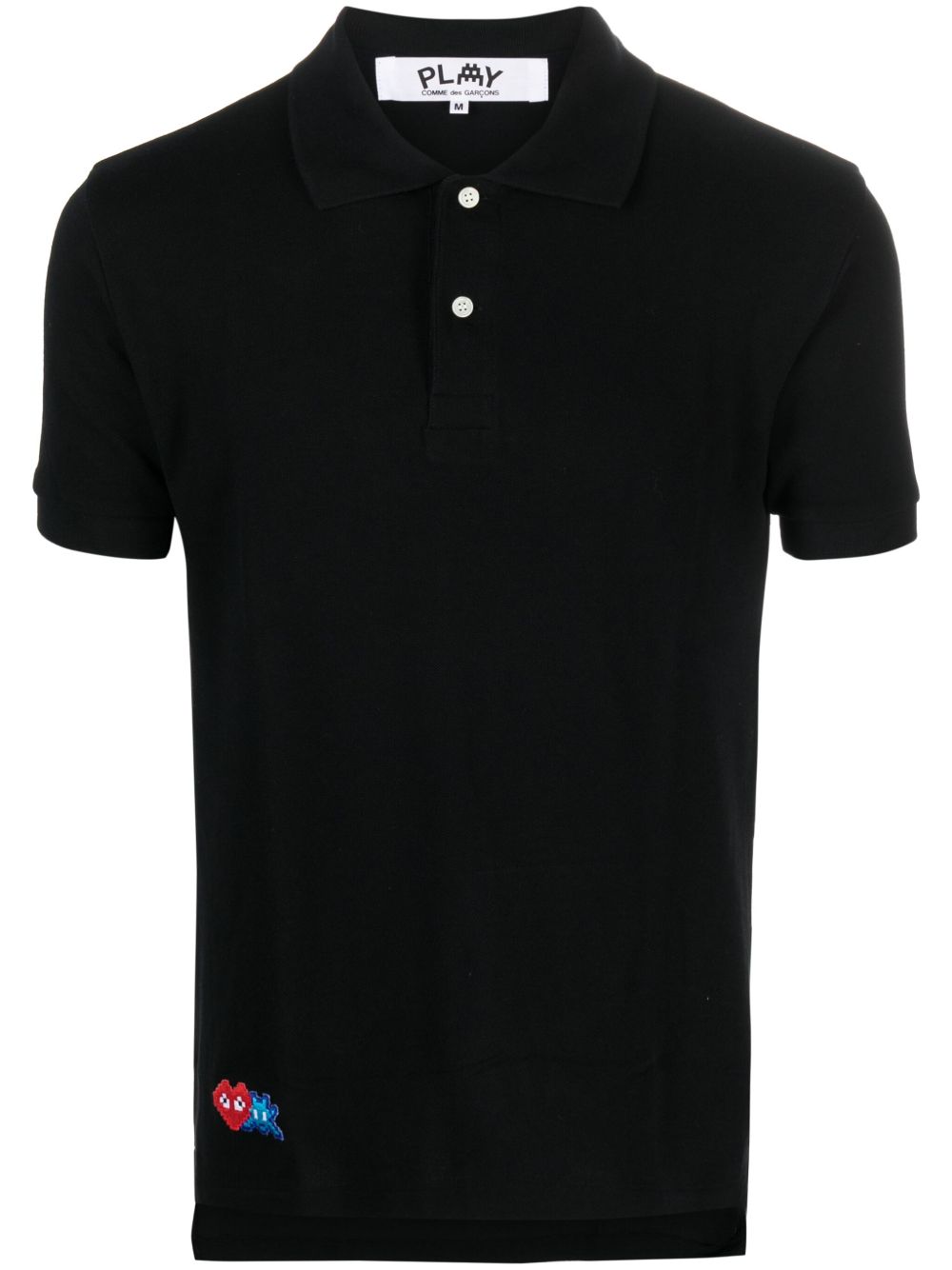 Comme Des Garçons Play x Invader logo贴花polo衫 - 黑色