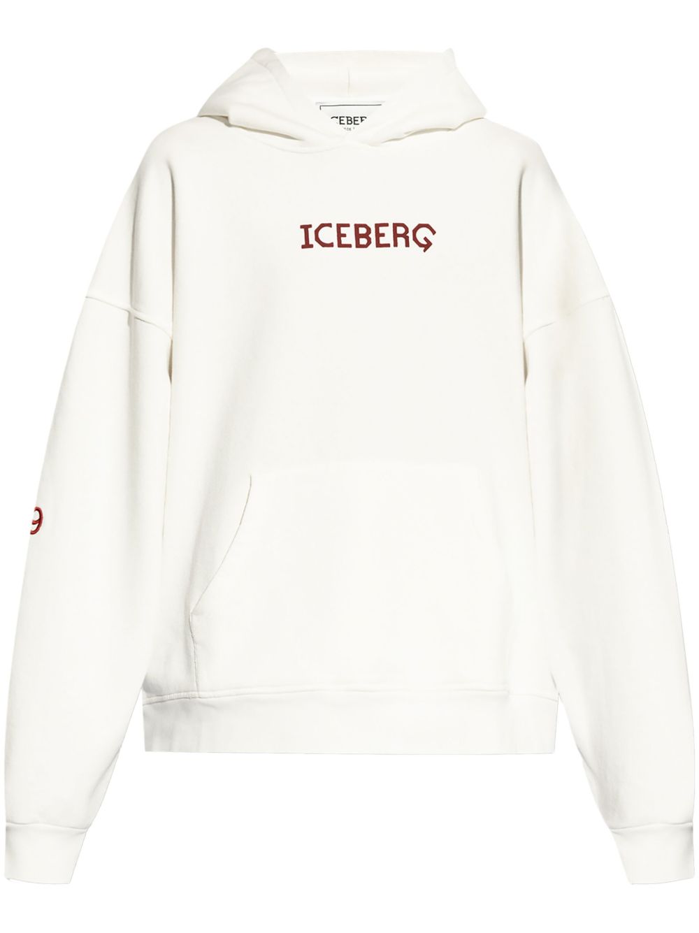 Iceberg logo印花棉连帽衫 - 白色