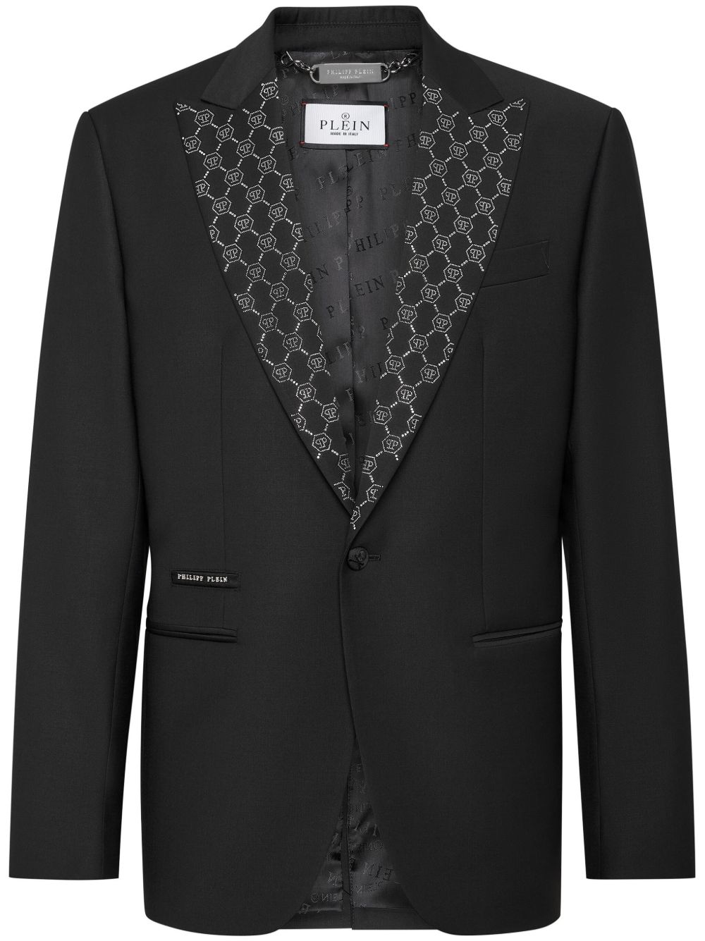 Philipp Plein 经典logo图案西装夹克 - 黑色